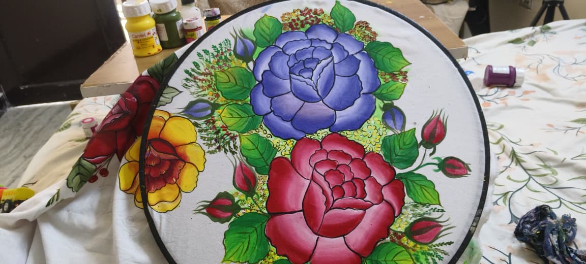 Floral acrylic artwork by Suman