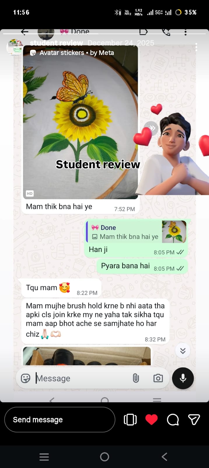 Student feedback on painting classes